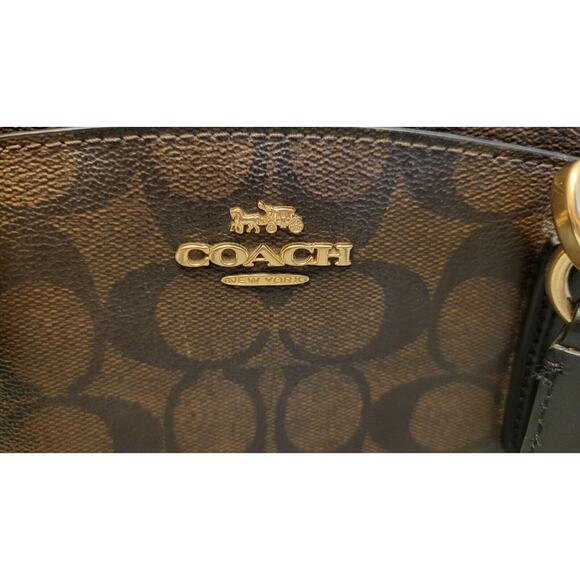 COACH Monogram Signature Brown and Black Bag Purse Satchel L1822-F39747 Women - Picture 11 of 16
